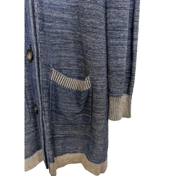 J. Jill Coastal Blue Linen Button Down Cardigan Long Sweater Size Small - Picture 5 of 8